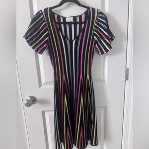 NWOT Milly Black Multicolor Striped Mini Dress